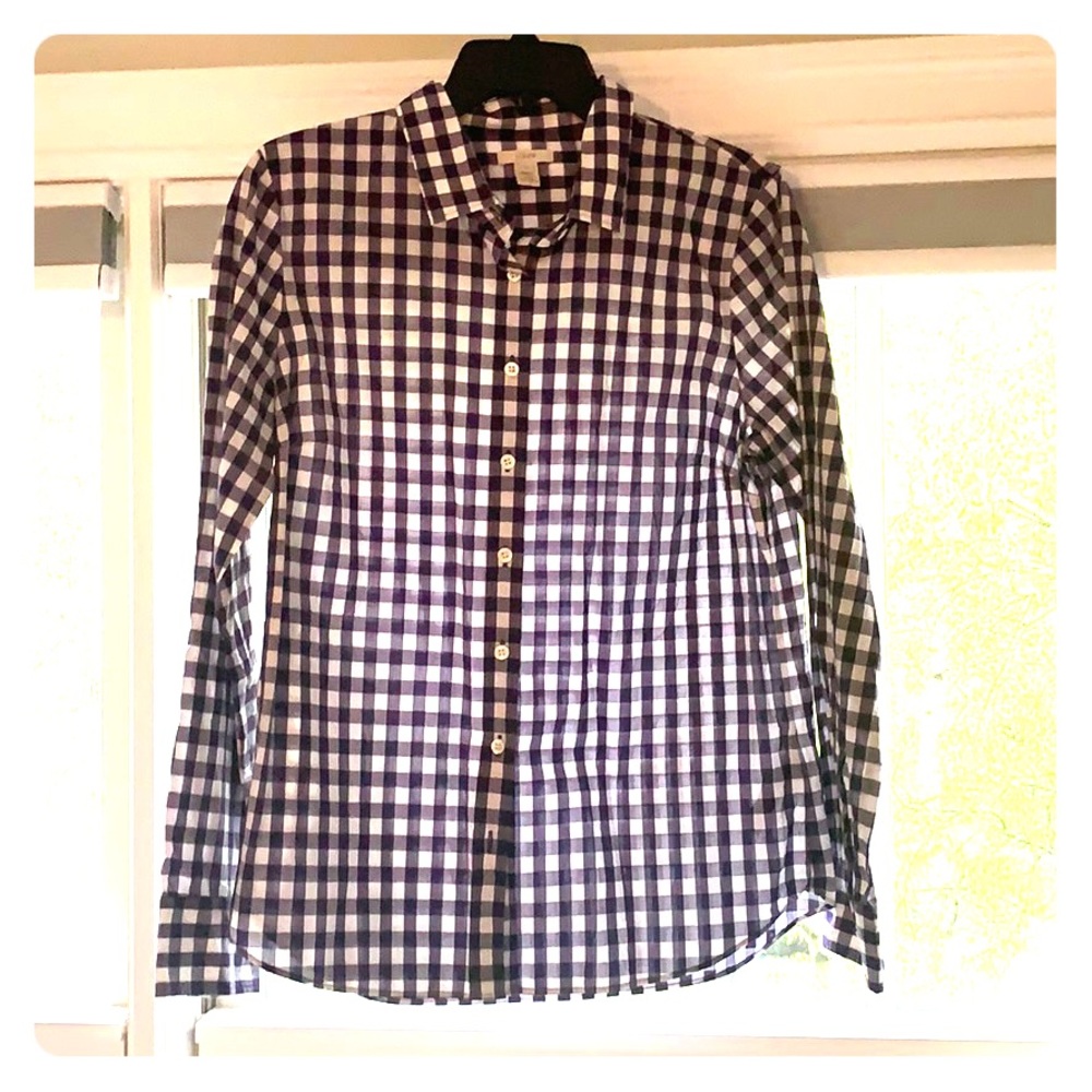 Purple J Crew Checkered Shirt